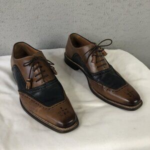 Mezlan Cadiz Shoes Mens Size 11 Brown Black Leather Dress Brogue Wingtip Oxford